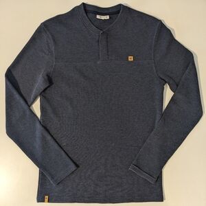 tentree Long Sleeve Waffle Henley Shirt | Heathered Blue | Small | EUC